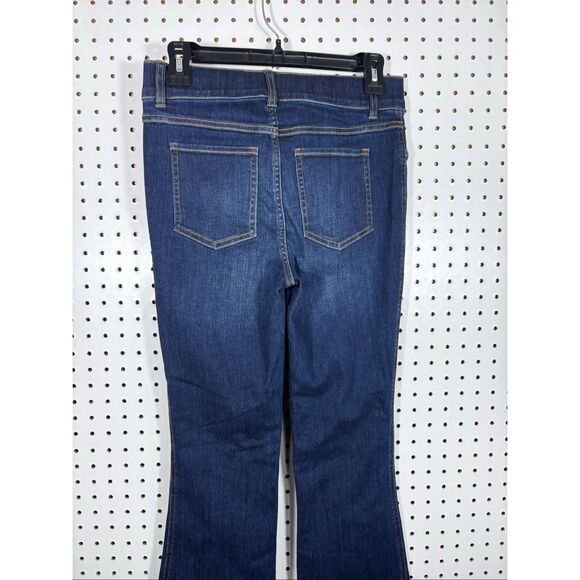 Spanx EveryWear Flare Jeans Dark Wash High Rise Long Blue Midnight Shade size S - Picture 6 of 9